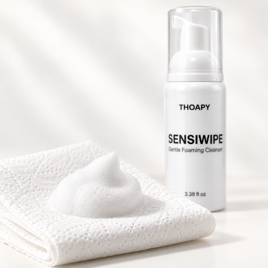 SENSIWIPE foam on folded toilet paper